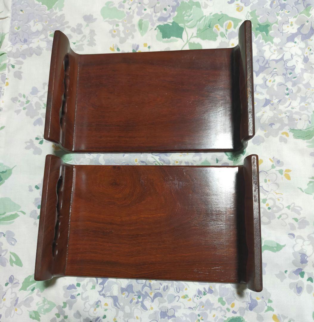 セール✨中国美術工芸品　唐木　天然木ミニ花台　2点セット