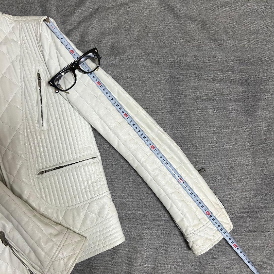 M　Dolce & Gabbana ホワイトレザーライダースジャケット