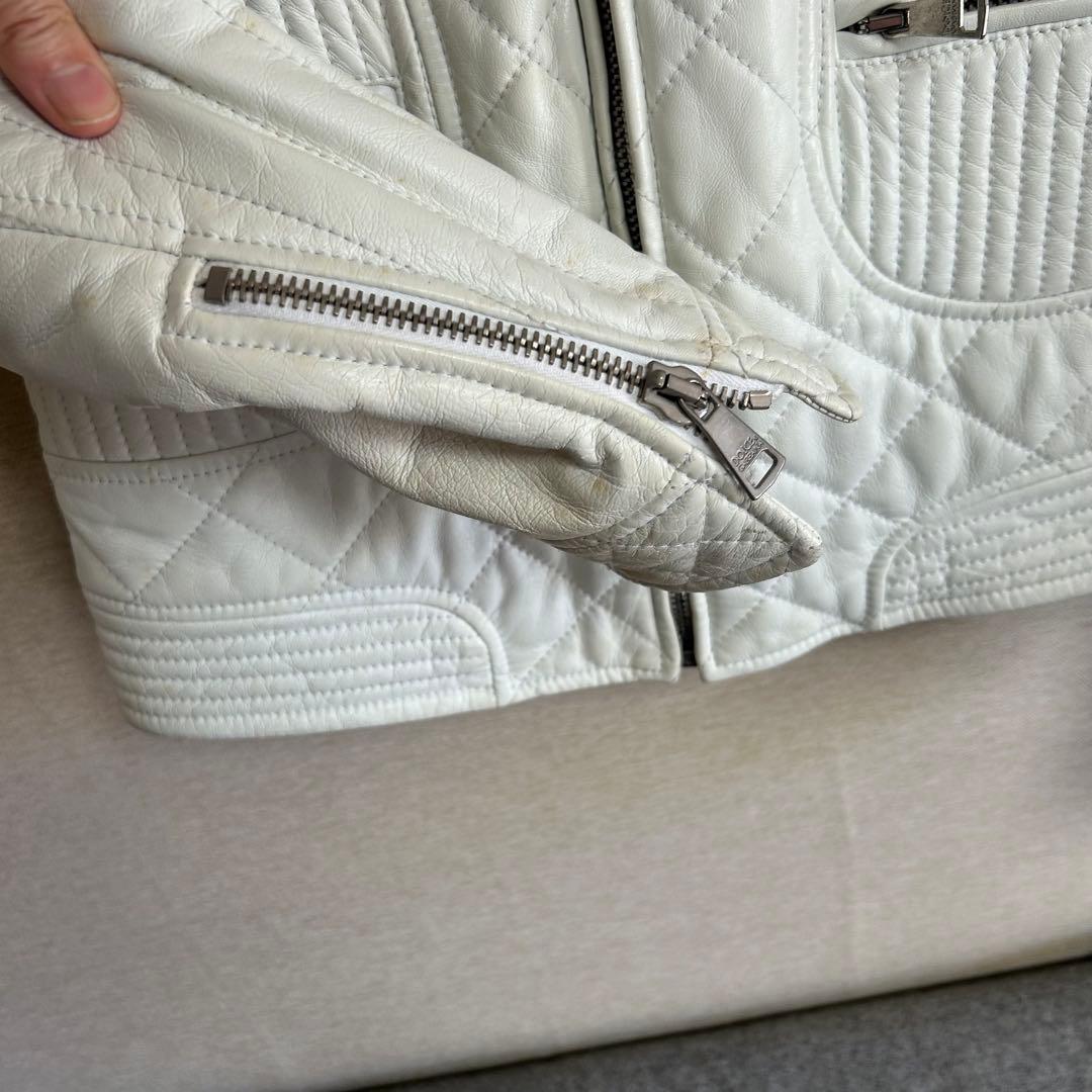 M　Dolce & Gabbana ホワイトレザーライダースジャケット