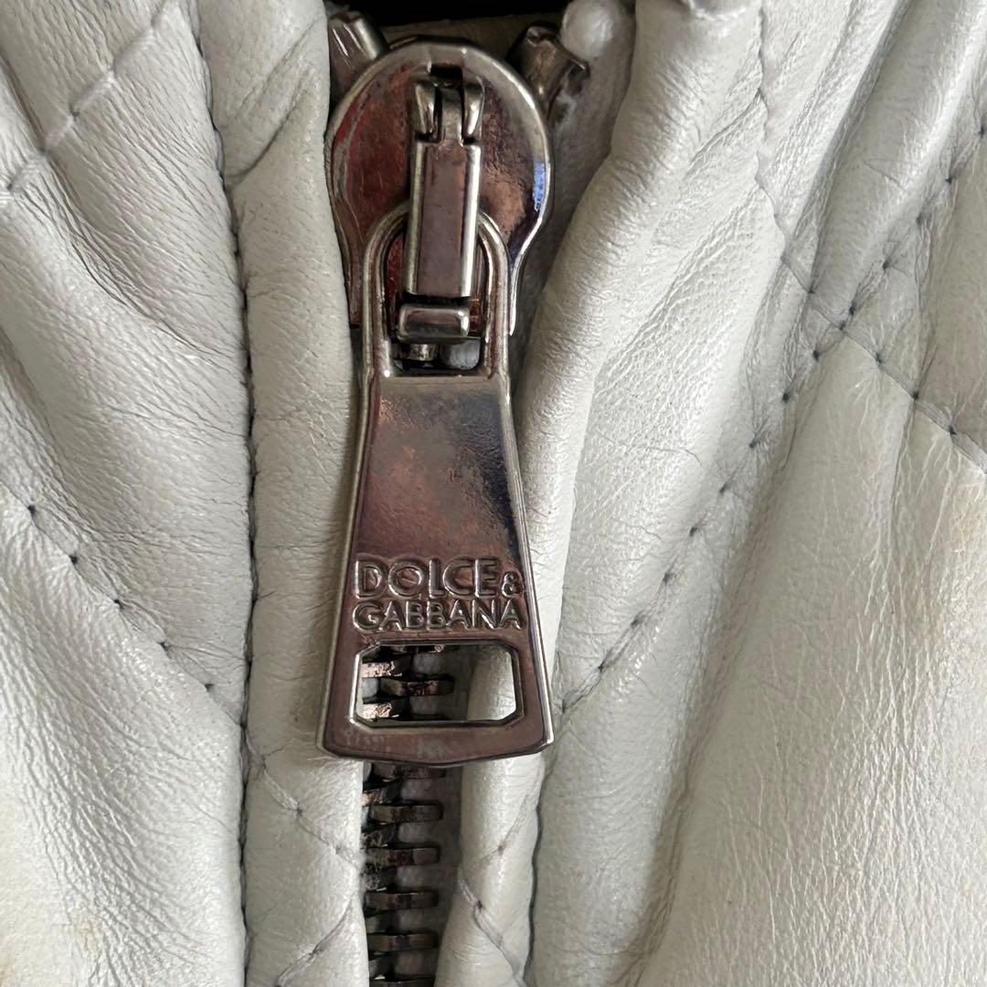 M　Dolce & Gabbana ホワイトレザーライダースジャケット
