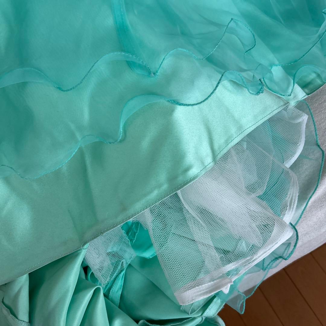 ミントグリーン フラワー装飾 ロングドレス　演奏会　カラードレス 発表会