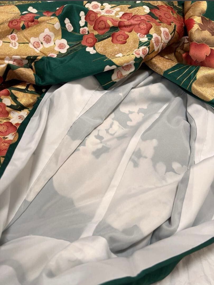 【Windy 】振袖 金彩 着物 成人式 和装 正絹 緑 金箔 絢爛