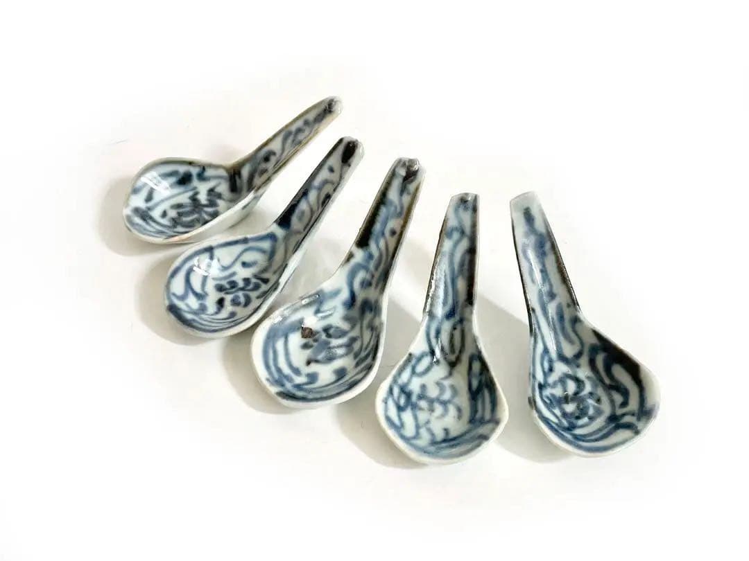 骨董　アンティーク　青花　蓮華　染付　清朝　れんげ　レンゲ　スプーン　スッカラ