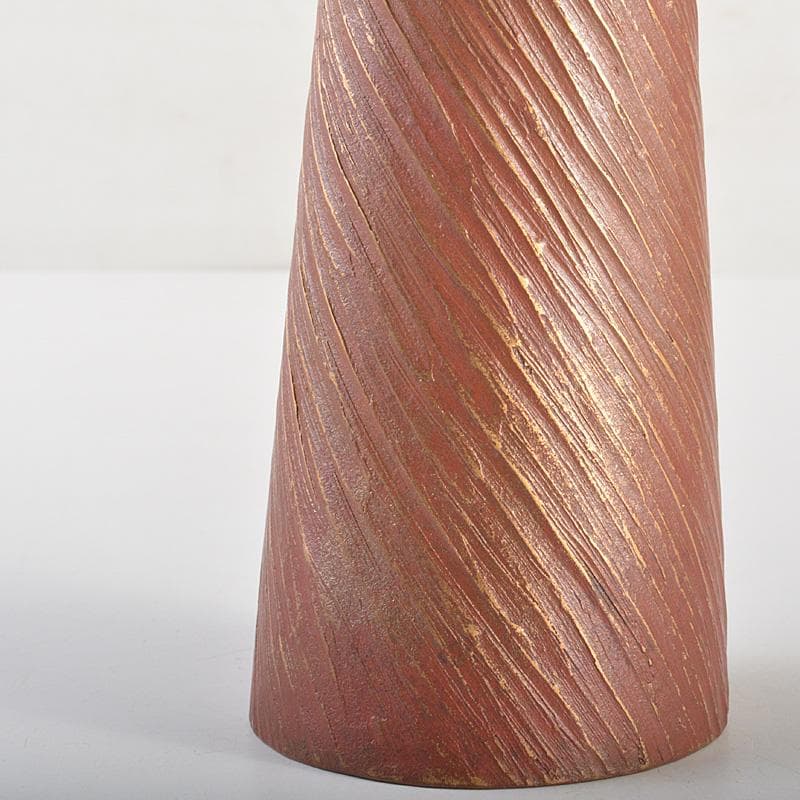 高岡銅器　須賀正紀造　蝋型鋳銅　素文耳付花生　花器　共布共箱　C　R7485