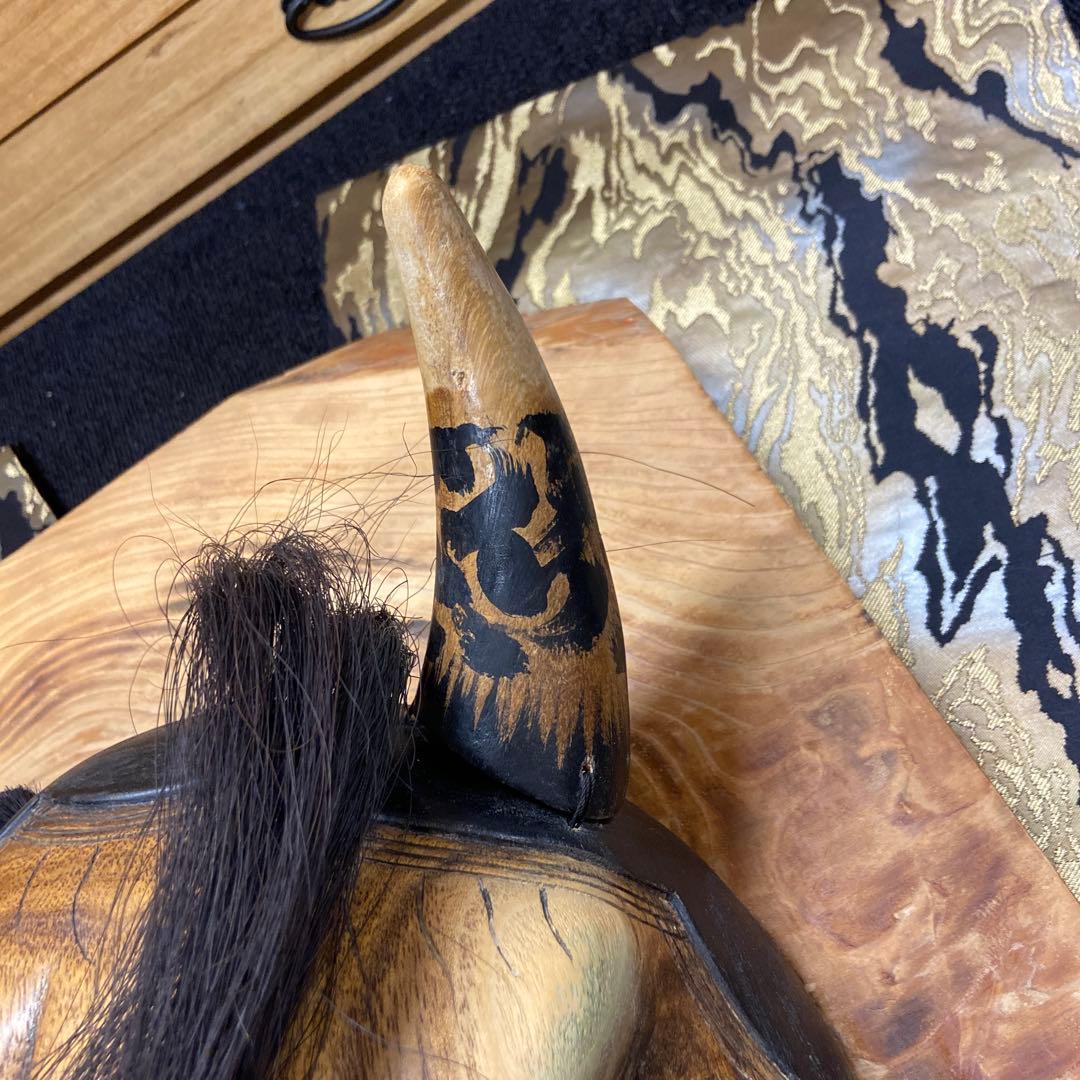 【迫力の神楽面 】般若面 木彫 敏秋作✨【ガハハ本舗お宝倉庫市】