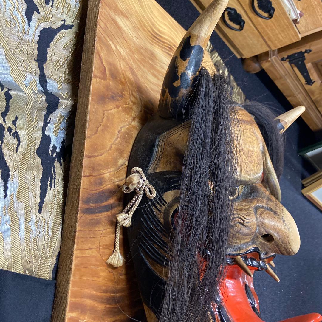 【迫力の神楽面 】般若面 木彫 敏秋作✨【ガハハ本舗お宝倉庫市】