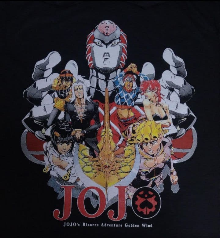 新品:ジョジョの奇妙な冒険「黄金の風●ロゴ入りプリントTシャツ」