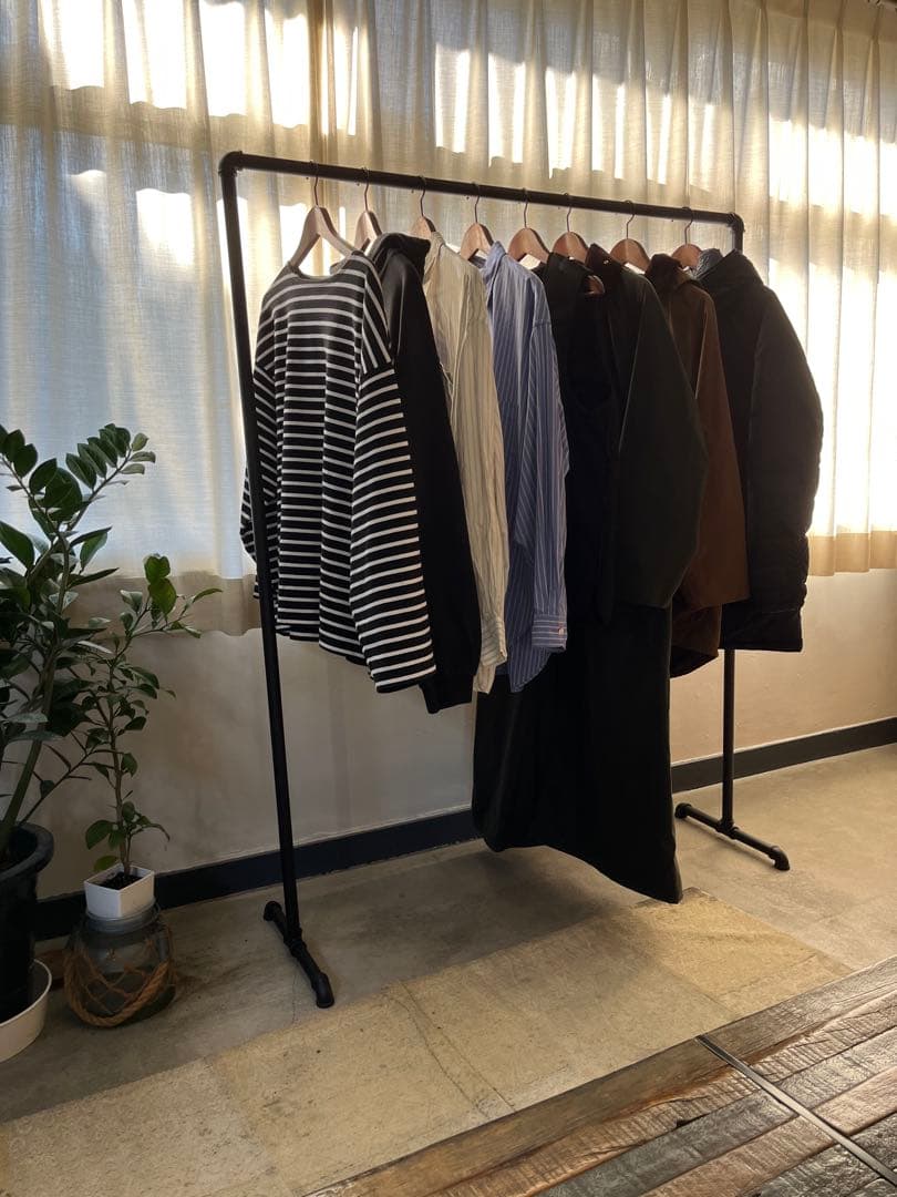 ハンガーラック アイアン ガス管 店舗 什器 収納 シンプル 黒 パイプ