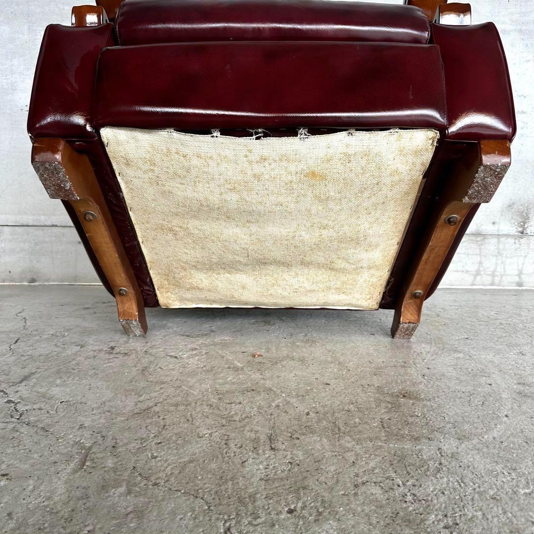 ヴィンテージ　80s〜90s ミッドセンチュリー調 ウイングバック合皮ソファー