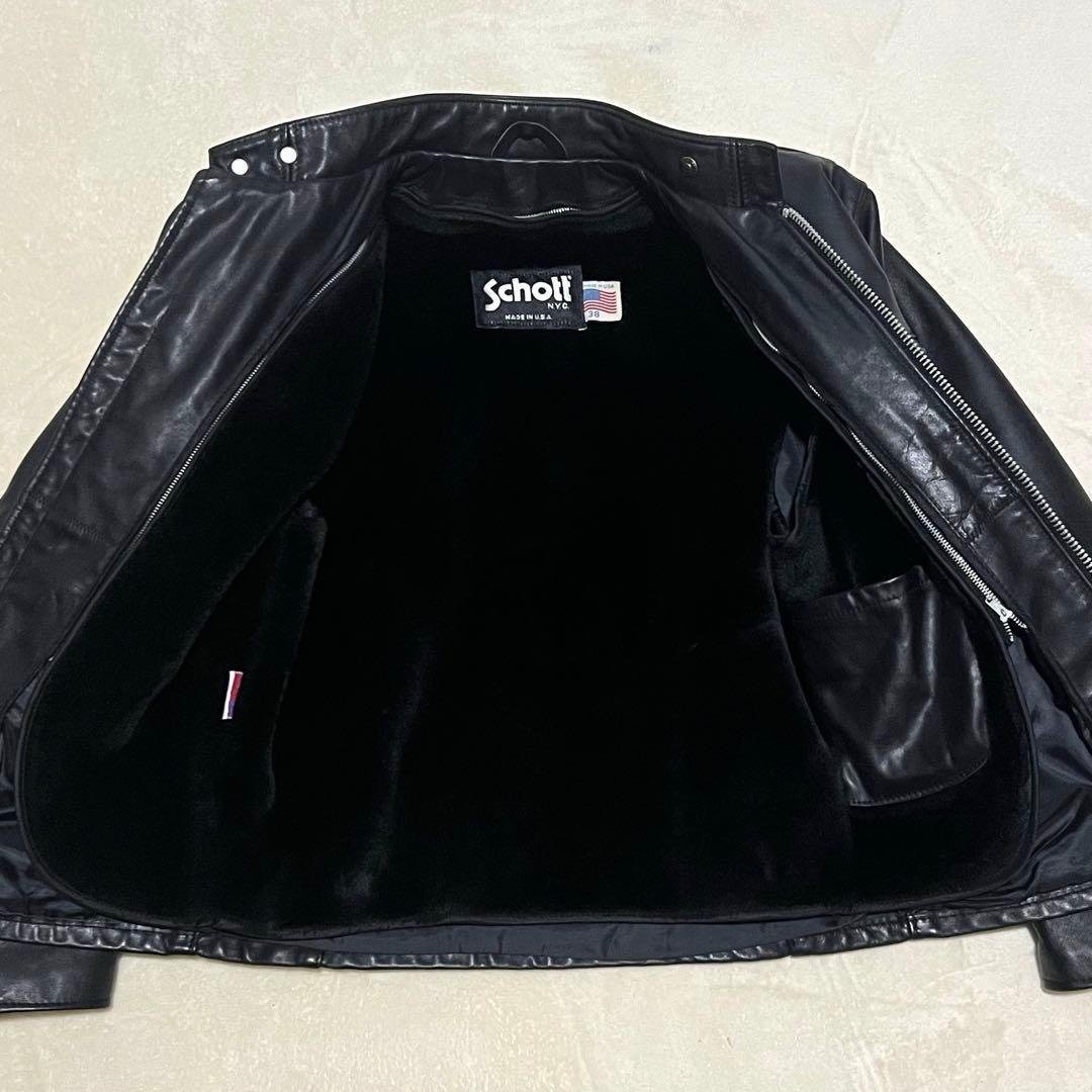 極美品✨Schott シングルライダース 141 ボアライナー付き 黒 38