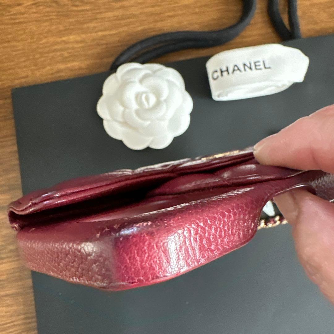 激レア　赤　CHANEL iphoneケース キャビアスキン 13pro