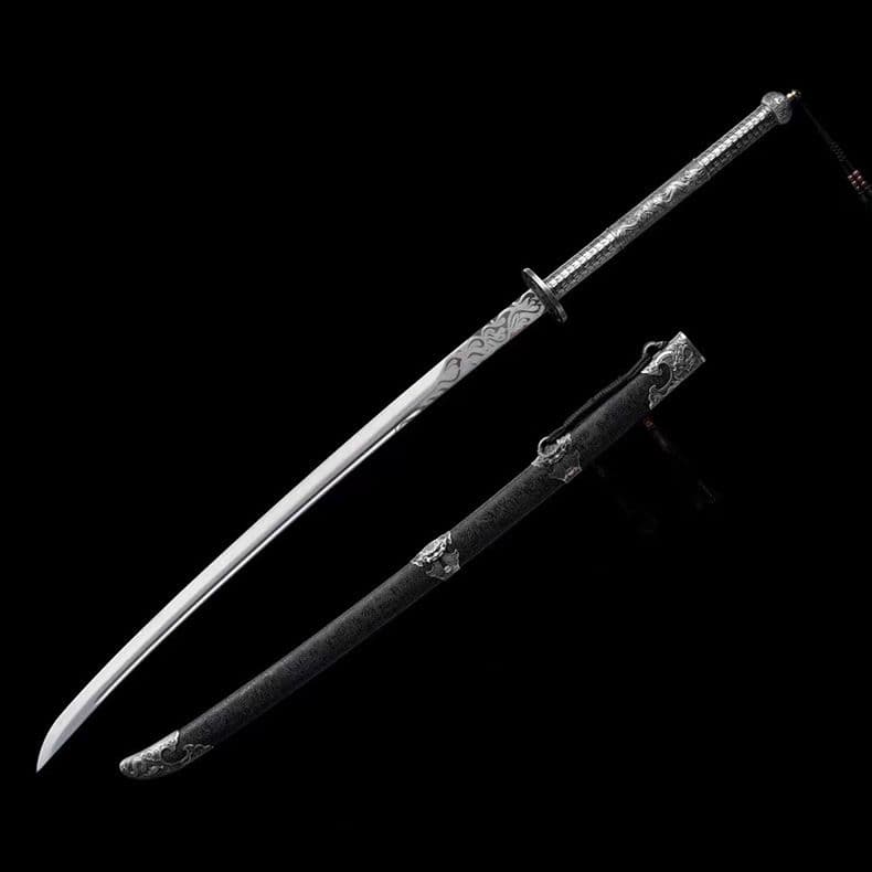 【苗刀～落淵】繍春刀 牛尾刀 苗刀 手鍛造打 鋼刀 冷兵器 古兵器 武具 両手刀