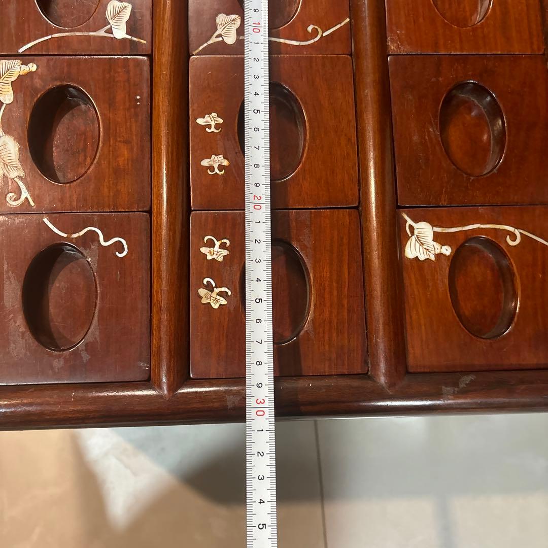 引き出し　小引き出し　家具　螺細　花梨　4段