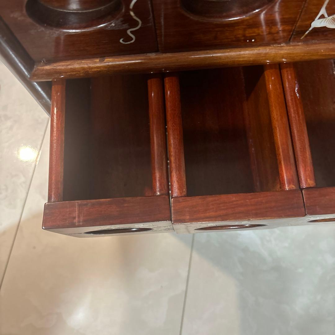 引き出し　小引き出し　家具　螺細　花梨　4段