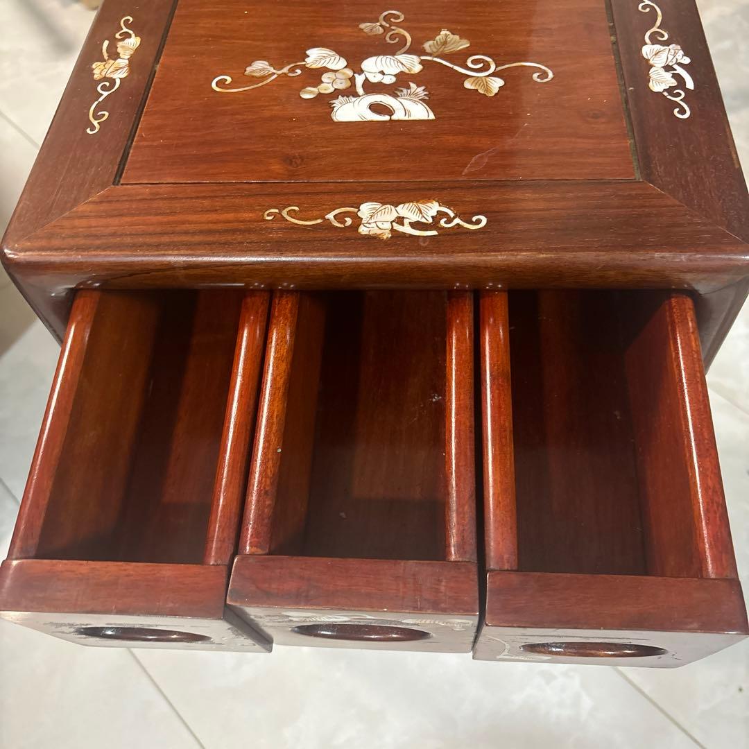 引き出し　小引き出し　家具　螺細　花梨　4段