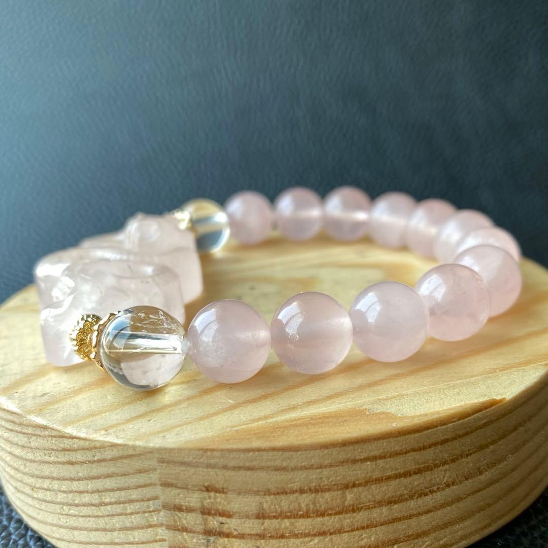 ローズクオーツ龍ブレスレット　恋愛運