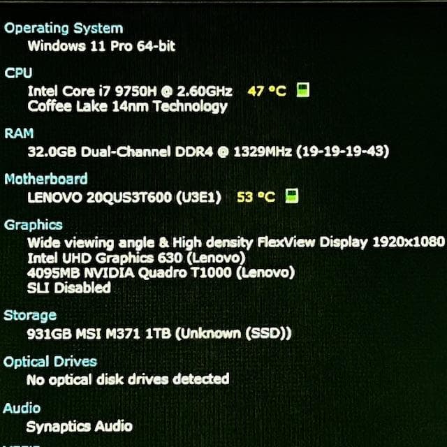 モバイルワークステーション！Corei7！新SSD1TB！RAM32GB！レノボ