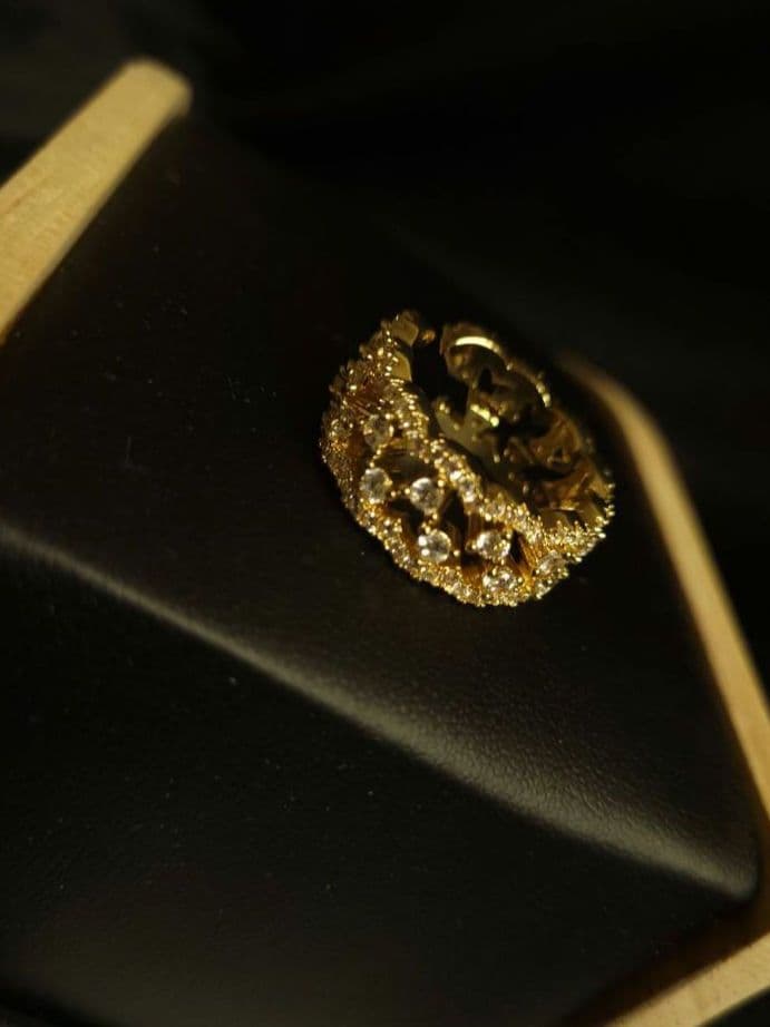 リング 指輪 k18 gp 5.9g Moissanite 0.20ct