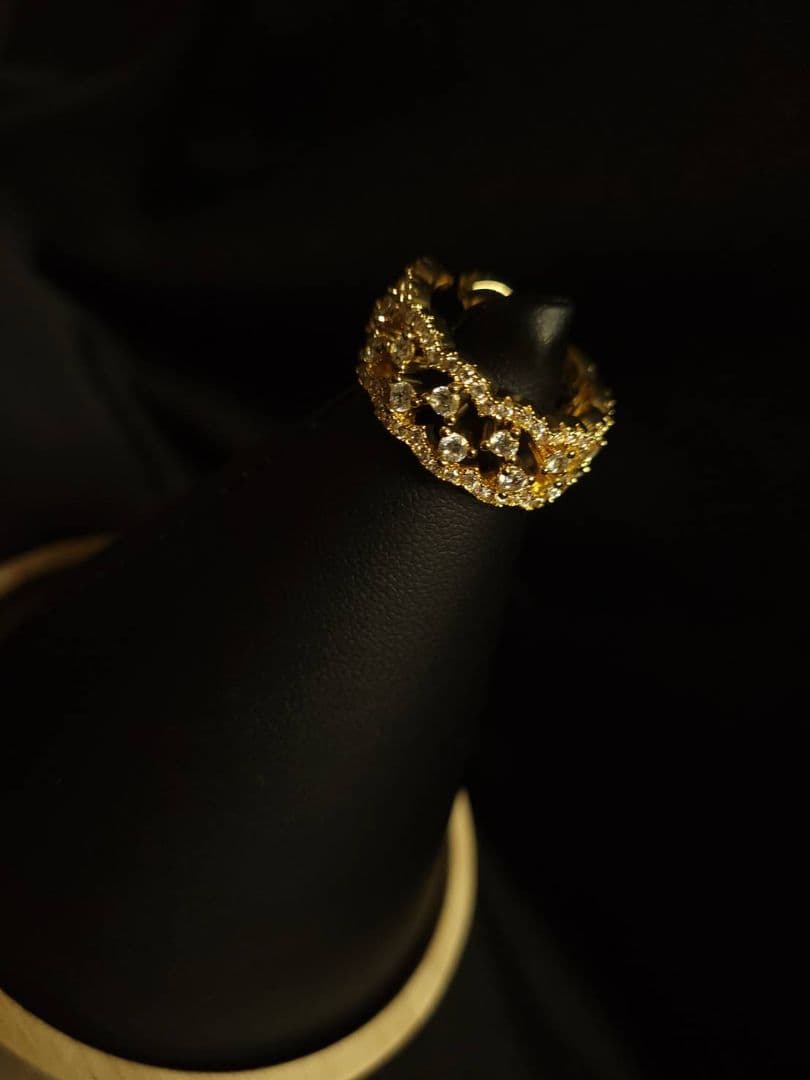 リング 指輪 k18 gp 5.9g Moissanite 0.20ct