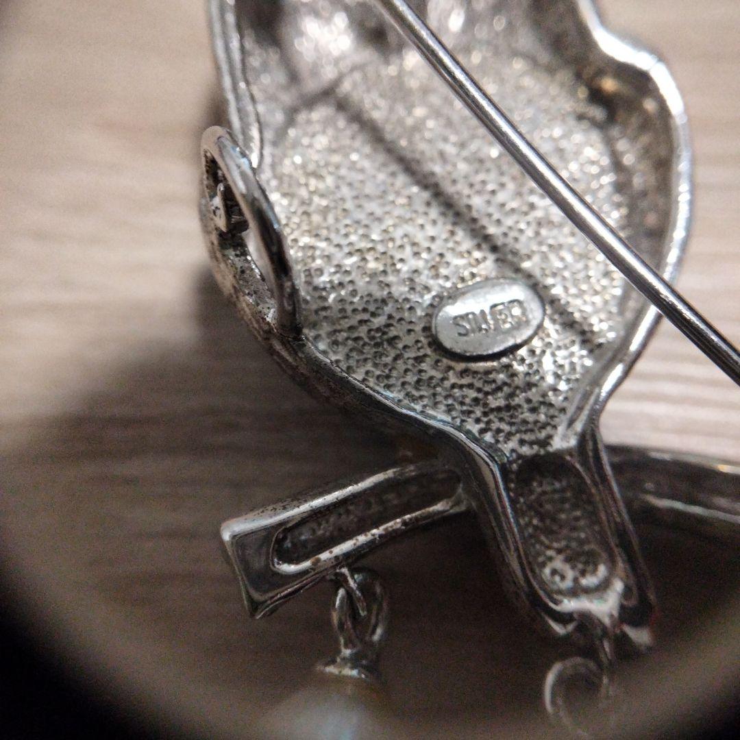 SILVER トルコ石 パール ふくろう ブローチ ペンダント