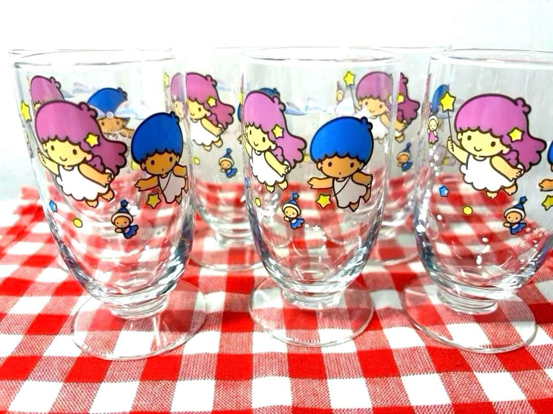 1994年　サンリオ　キキララ グラス　6個　脚付　ステムグラス　平成レトロ