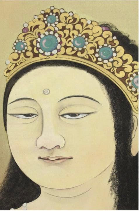 送料無料　極上絹本肉筆観音図 大幅掛軸 211×69cm　時代物