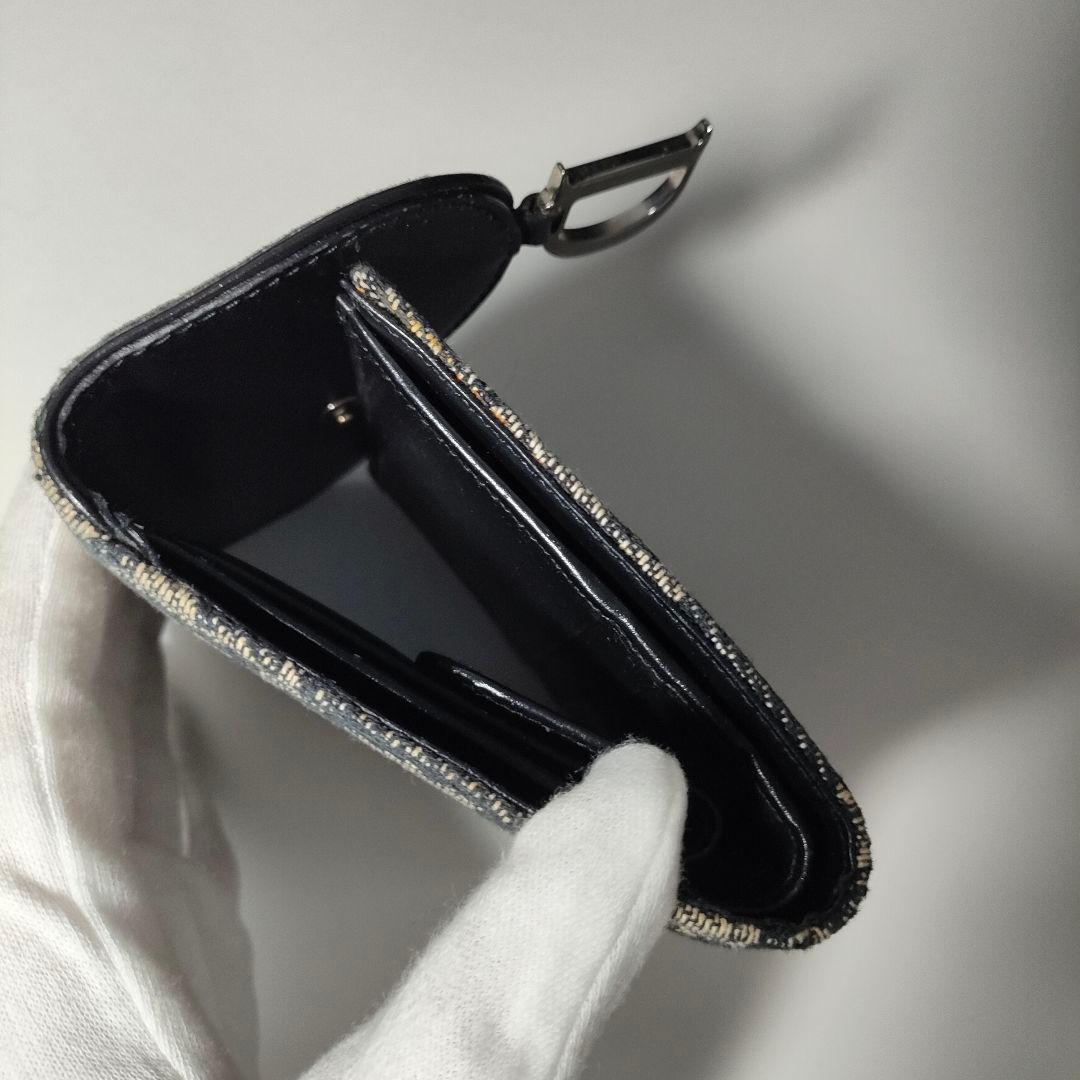 【極美品】ディオール オブリーク ジャガード サドル CD金具 三つ折り財布