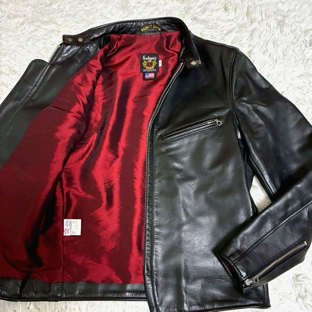 極美品 schott 641XX ライダースジャケット　カウレザー　黒　光沢感