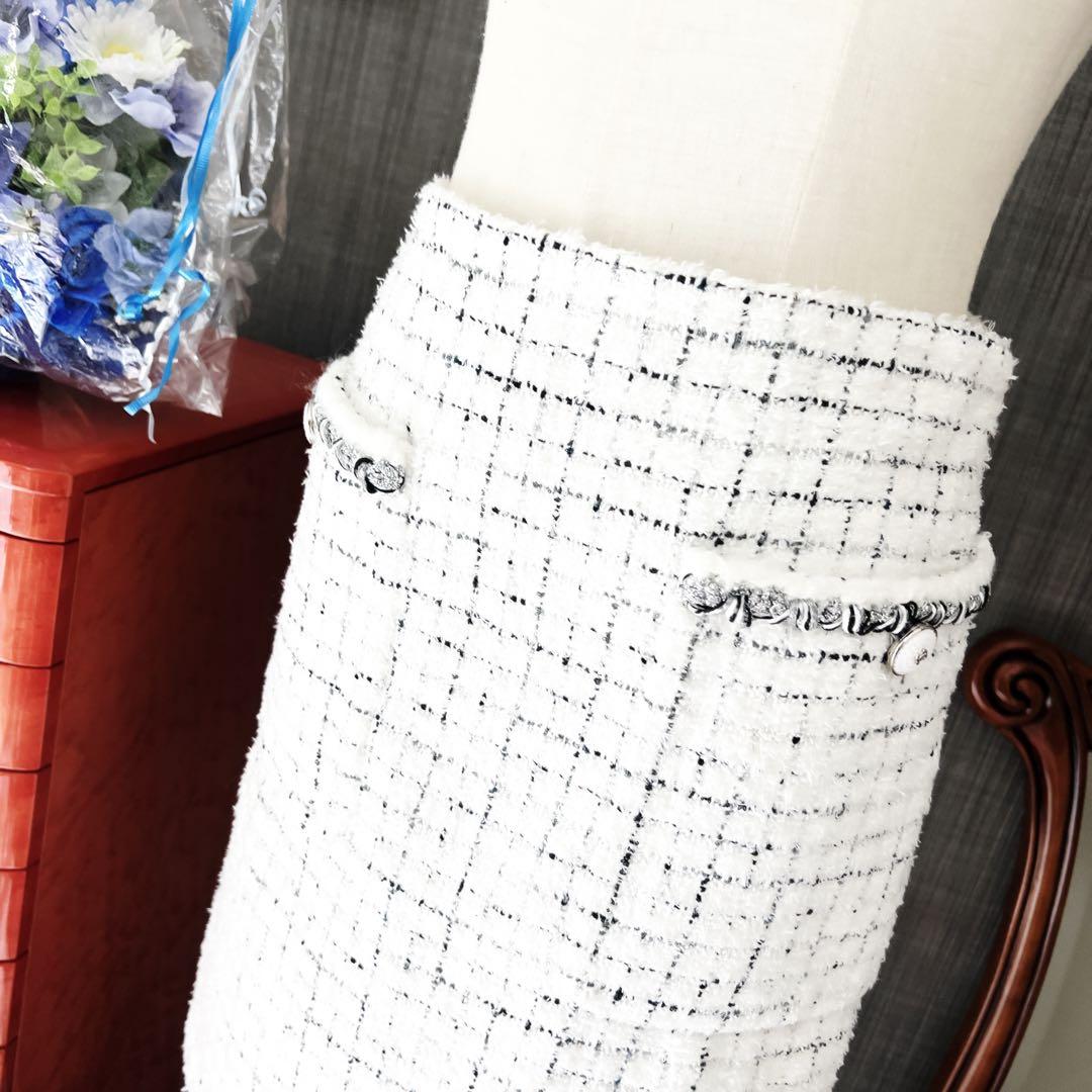 美品　CHANELシャネル　ツイード　2021 チェック　スパンコール　スカート
