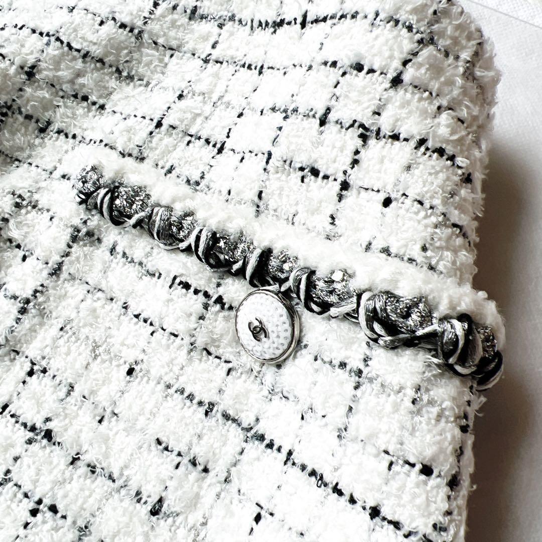 美品　CHANELシャネル　ツイード　2021 チェック　スパンコール　スカート