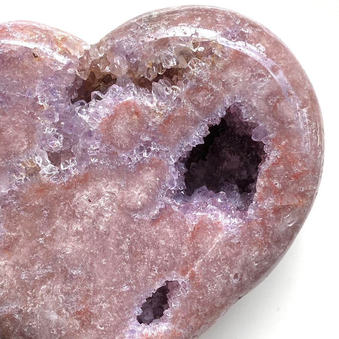 ★破格大特価【 ピンクアメジスト ドゥルージー ハート 原石 台座付き