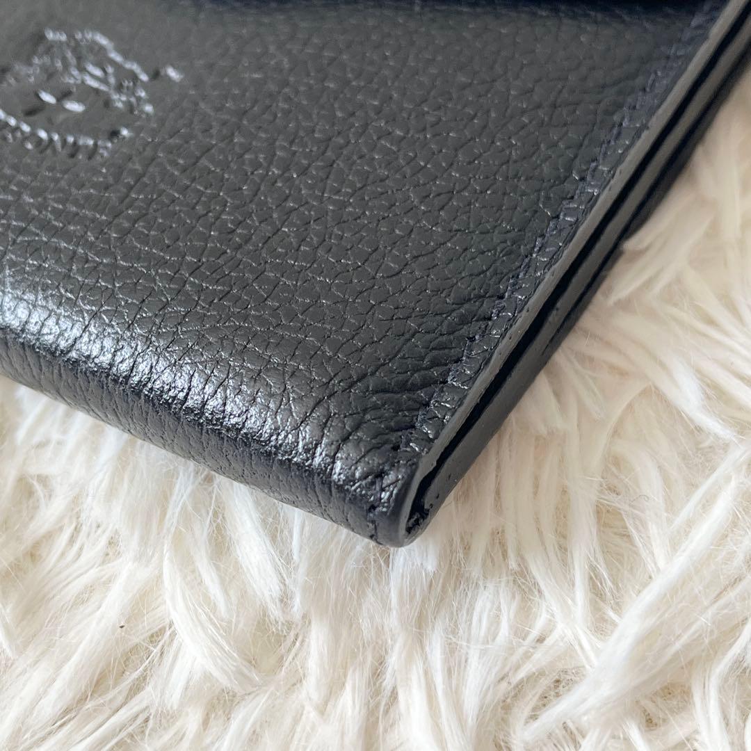 ⭐️新品未使用⭐️　IL BISONTE　がま口　三つ折り財布　ブラック　レザー