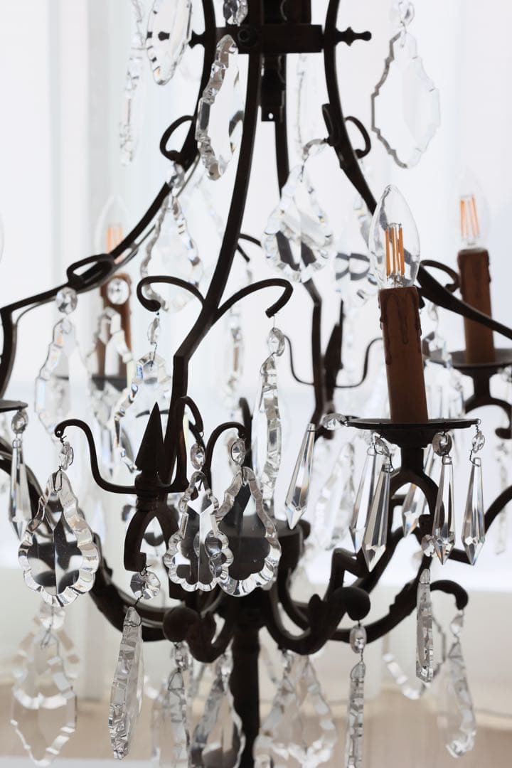 アンティーク　テーブルシャンデリア　4灯　ガラス