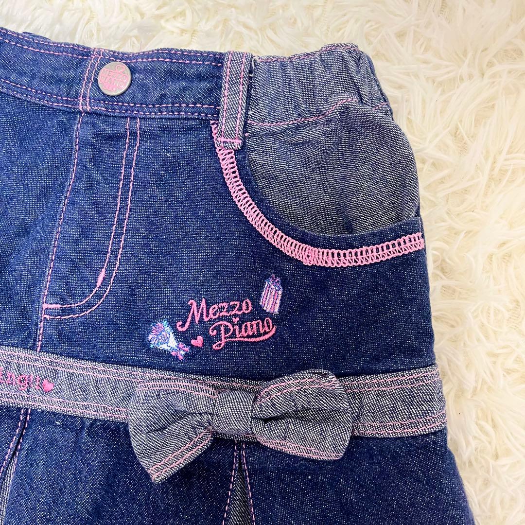 希少レア✨メゾピアノ　ミミポポ　デニムプリーツスカート平成レトロy2kワッペン
