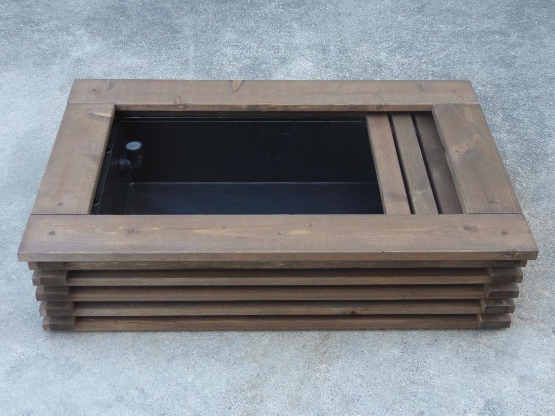 ビオトープ 25L トロ舟＆木枠セット（棚付き）メダカ・金魚飼育用