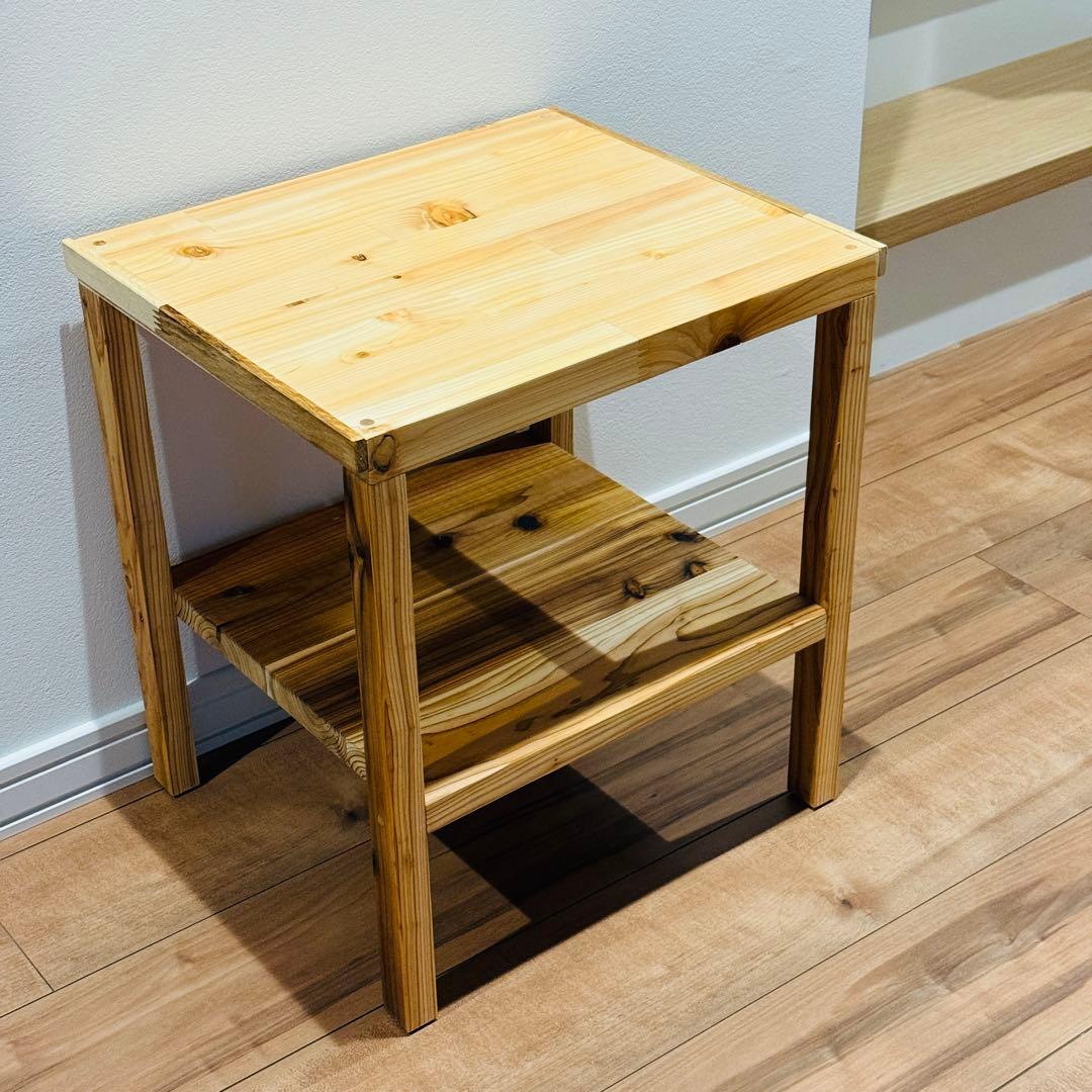ナチュラルウッドサイドテーブル/天然木製/杉無垢材/桧材/北欧/プランターラック