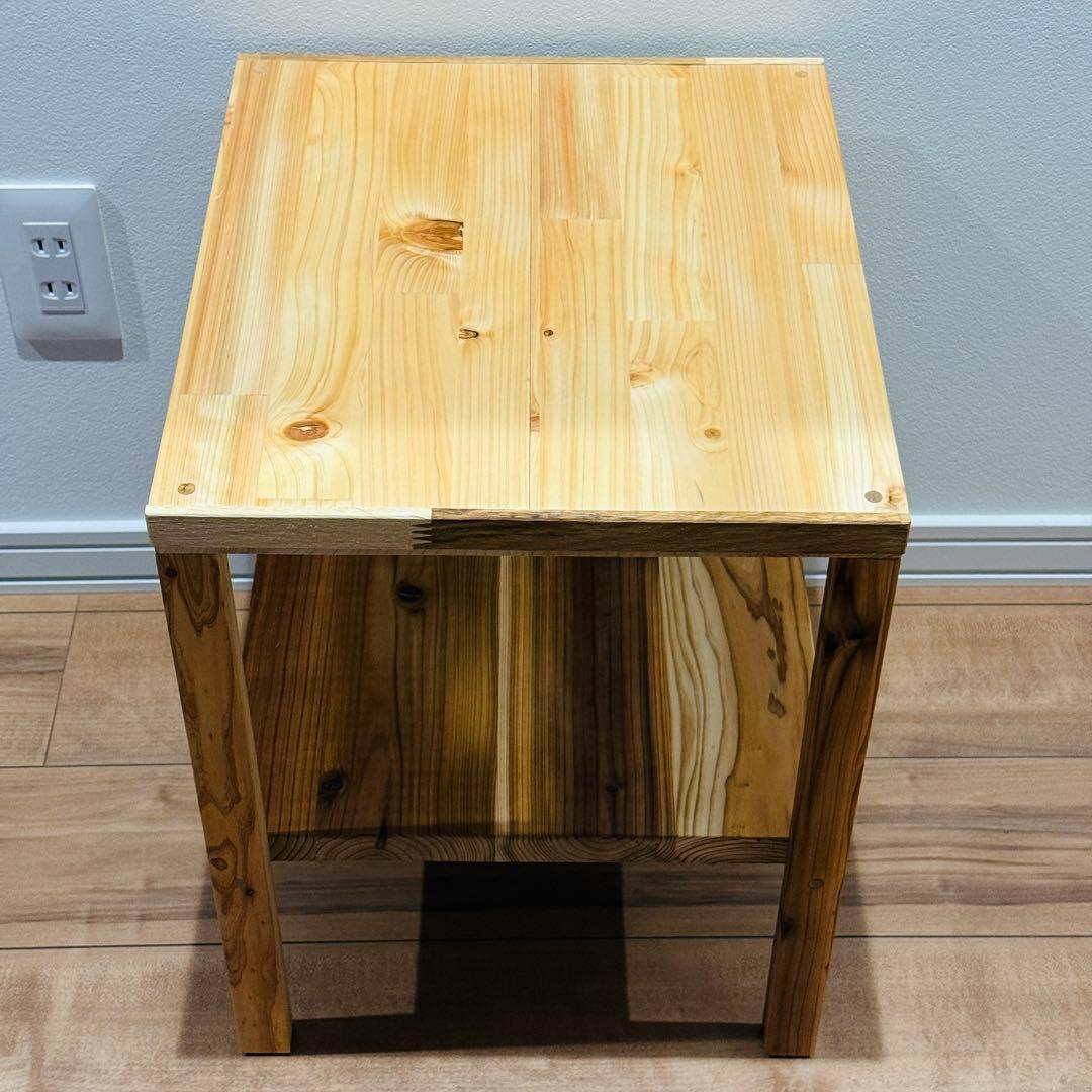 ナチュラルウッドサイドテーブル/天然木製/杉無垢材/桧材/北欧/プランターラック