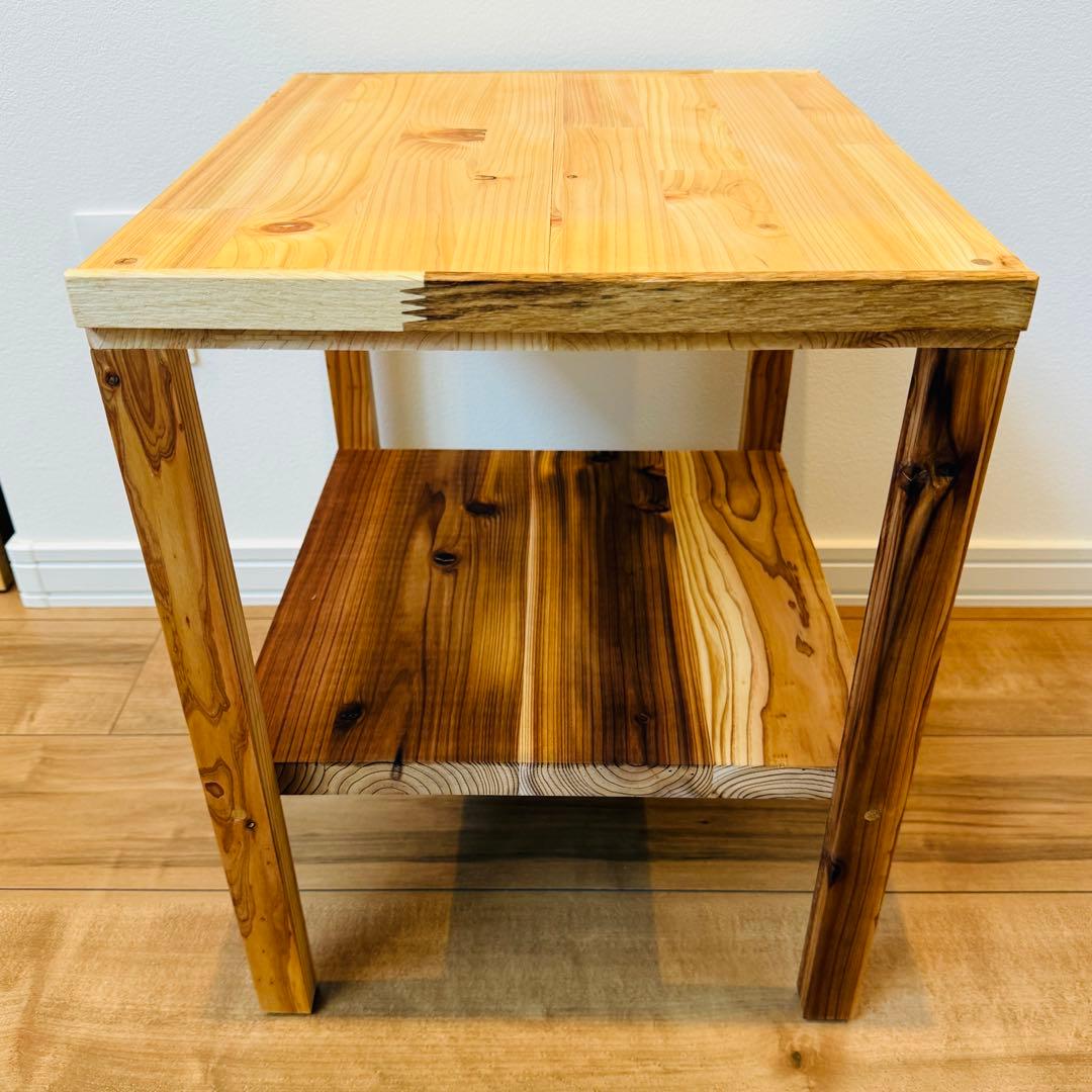 ナチュラルウッドサイドテーブル/天然木製/杉無垢材/桧材/北欧/プランターラック