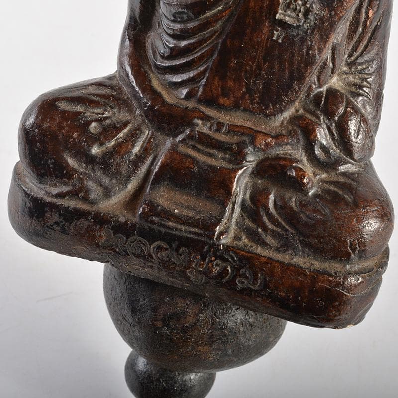 中国　唐木紫壇製　仏像雕　装飾品　置物　M　R7107E