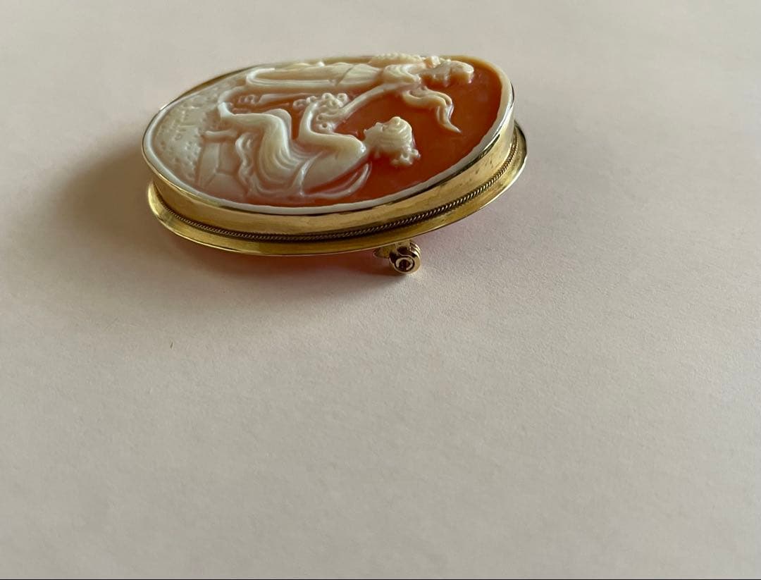 ヴィンテージ　シェルカメオ2wayペンダント18k