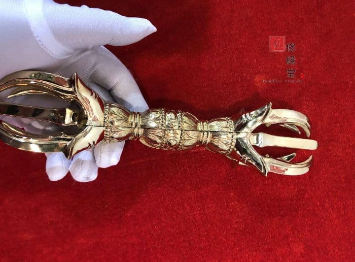 密教法具 人形五鈷杵 金剛杵 法器 寺院用仏具 真鍮製 23cm