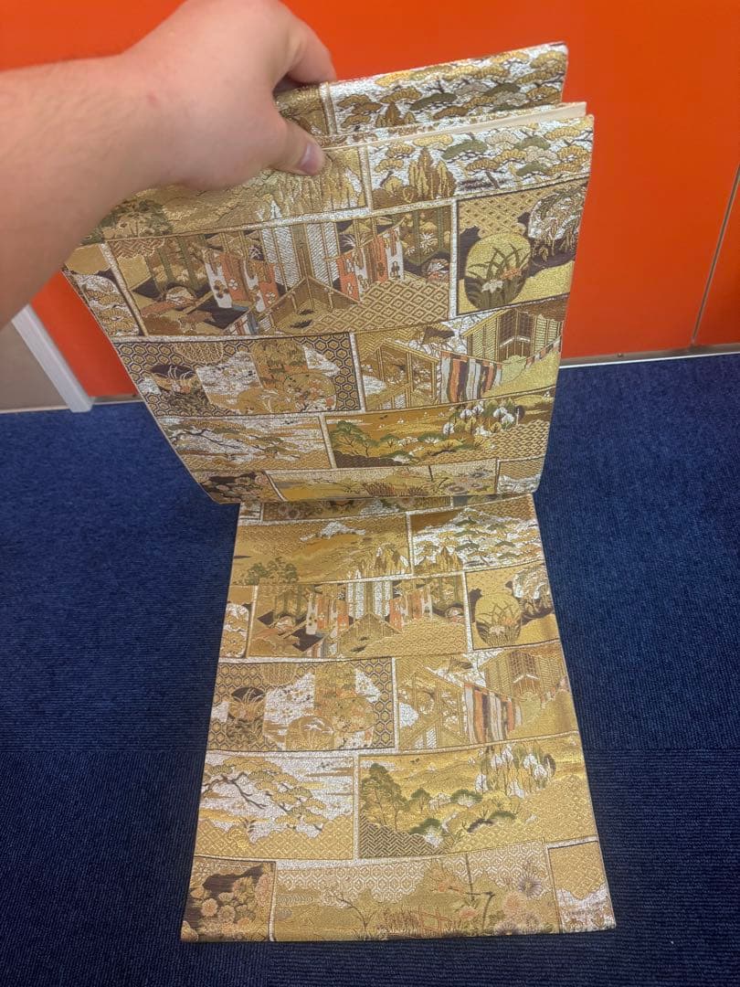 2683袋帯 古代彫金紋 西陣織 金糸　高級上質上品　約440cm 未使用