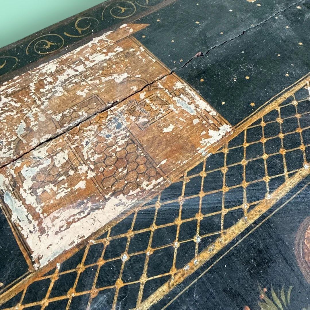 ★インド 手描き装飾の木製タンス キャビネット 家具 アンティーク 格安