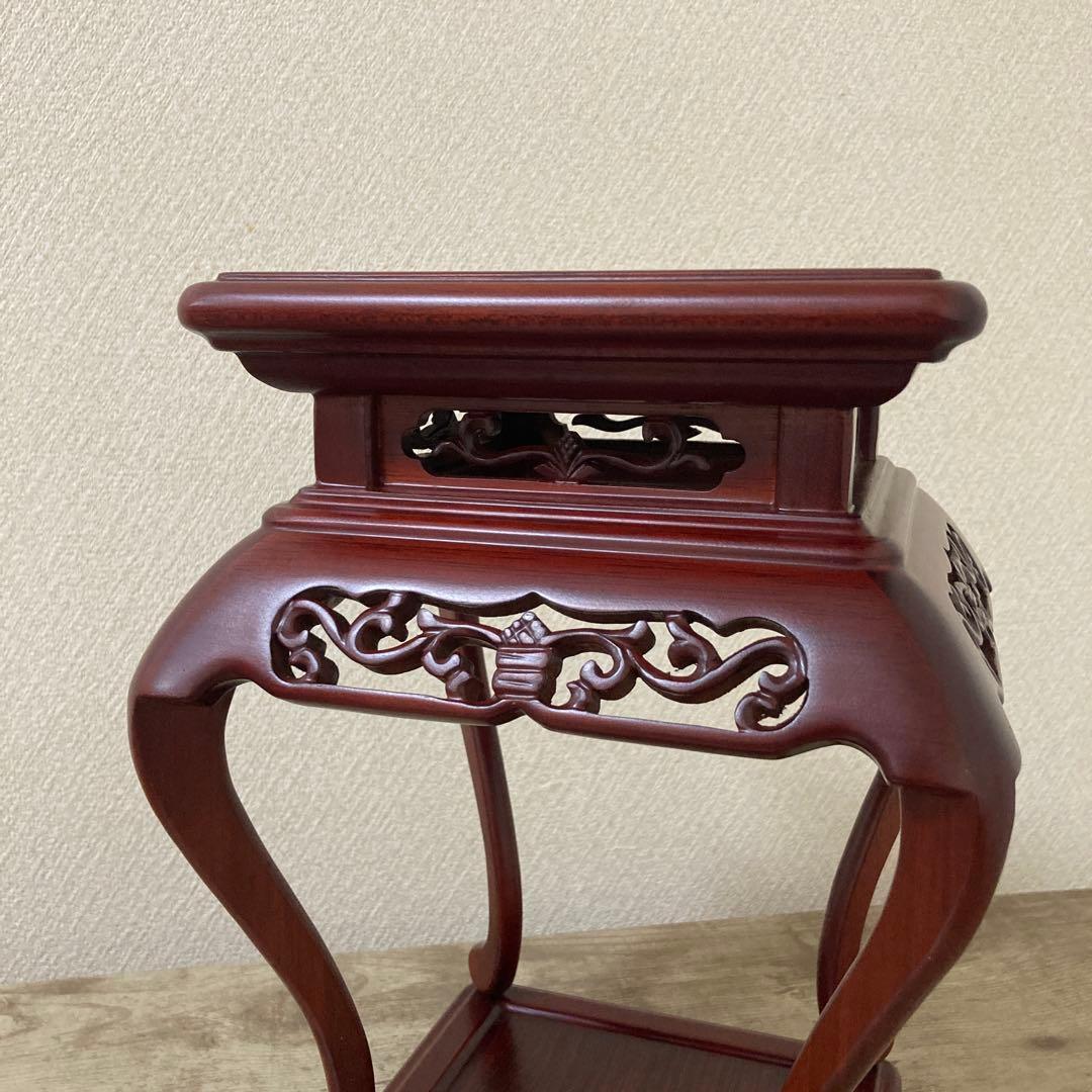 高級唐木花台　透かし彫り　紫檀　盆栽花台　懸崖花台　　加藤工芸ランプ　計2点