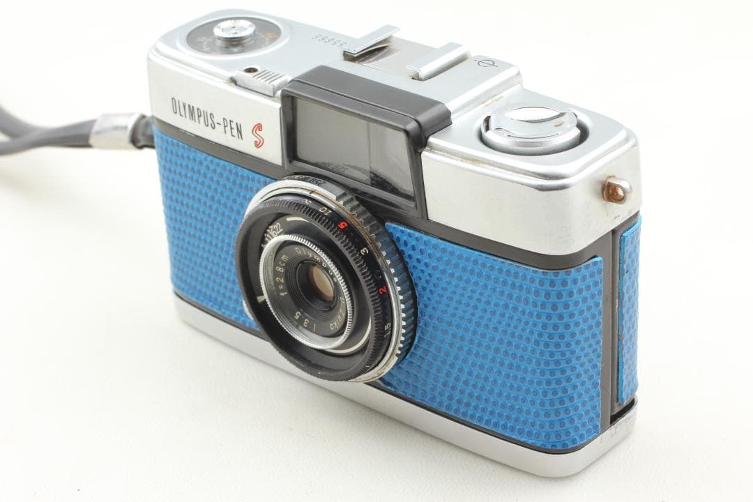 【整備済　美品】ブルー　OLYMPUS PEN S　ハーフカメラ #1358