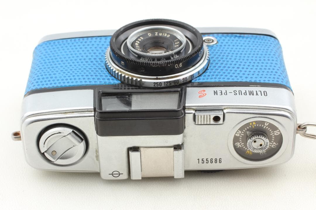 【整備済　美品】ブルー　OLYMPUS PEN S　ハーフカメラ #1358