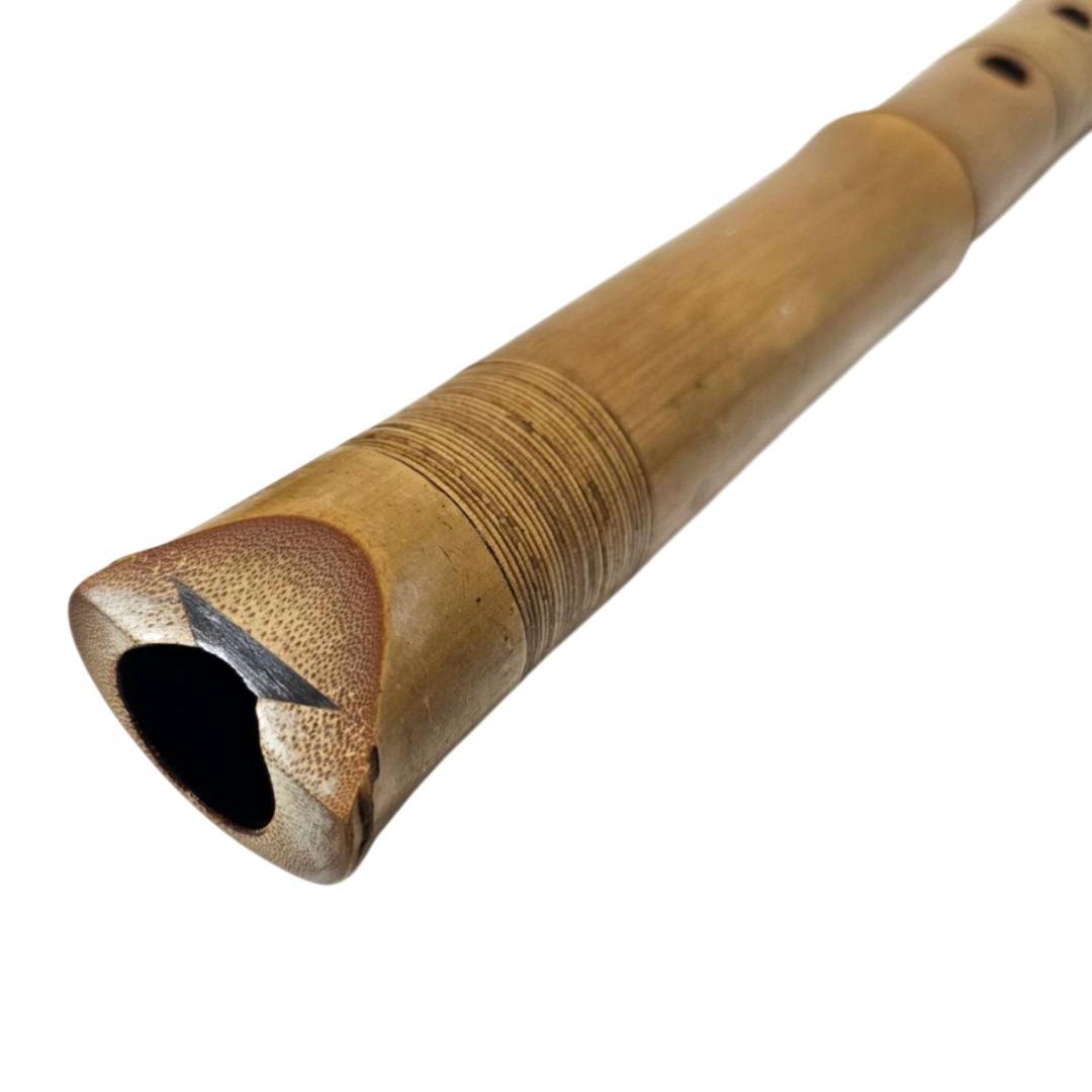 希少 尺八 琴古流 佐竹 1尺5寸 5孔 銘あり 2印 根竹 三分割 和楽器 竹