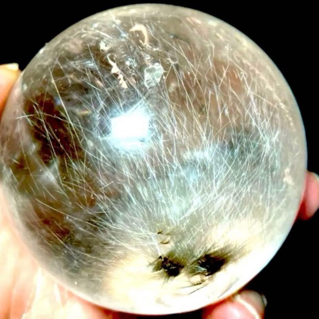 58mm ゴールドルチルクォーツ　丸玉　スフィア　金針水晶