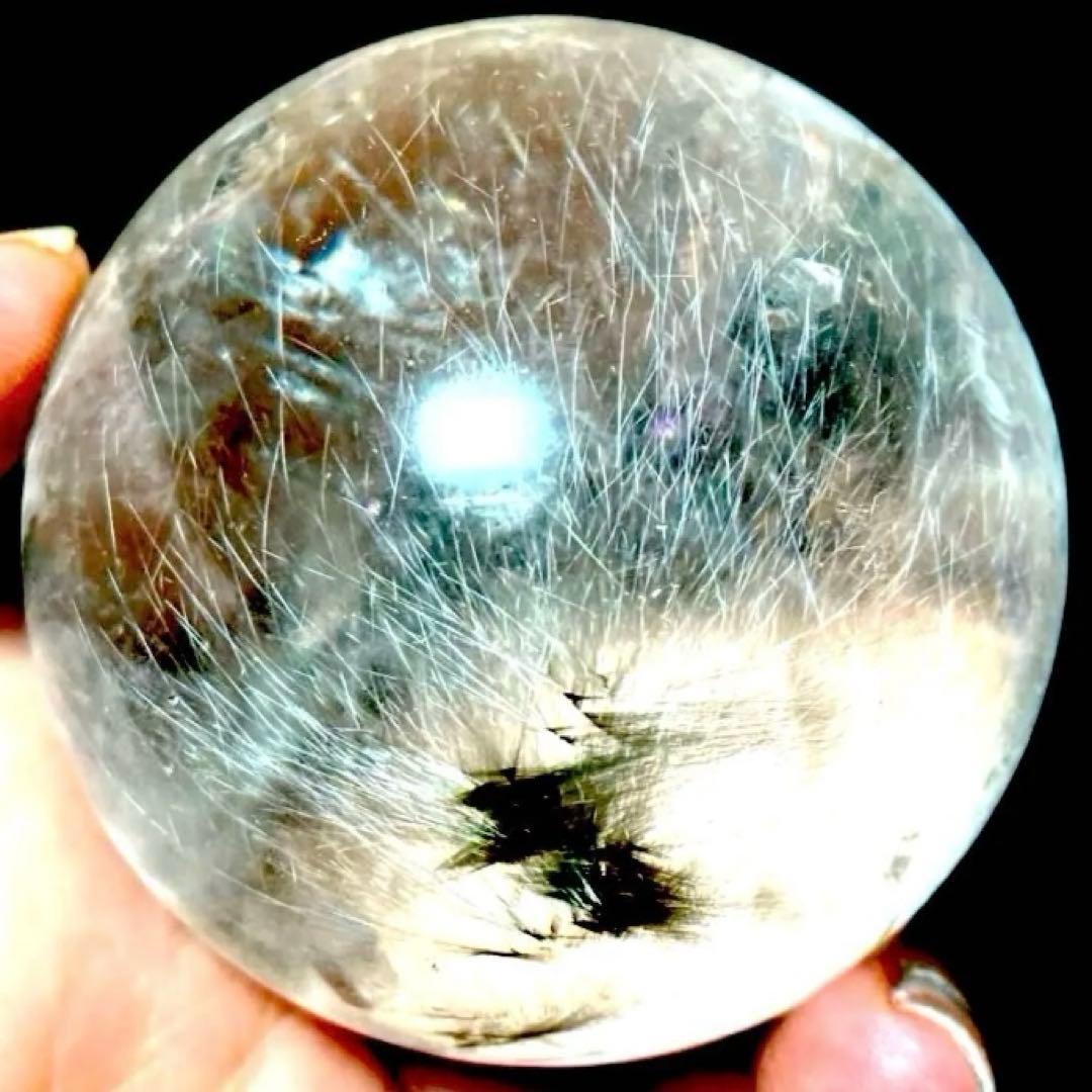 58mm ゴールドルチルクォーツ　丸玉　スフィア　金針水晶