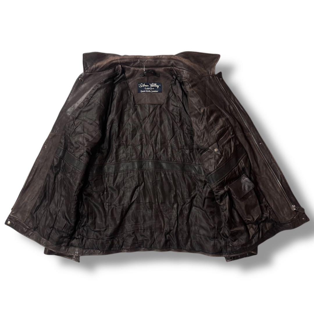 90s レザージャケット フェード シングルライダース 襟付き 肉厚 フェード